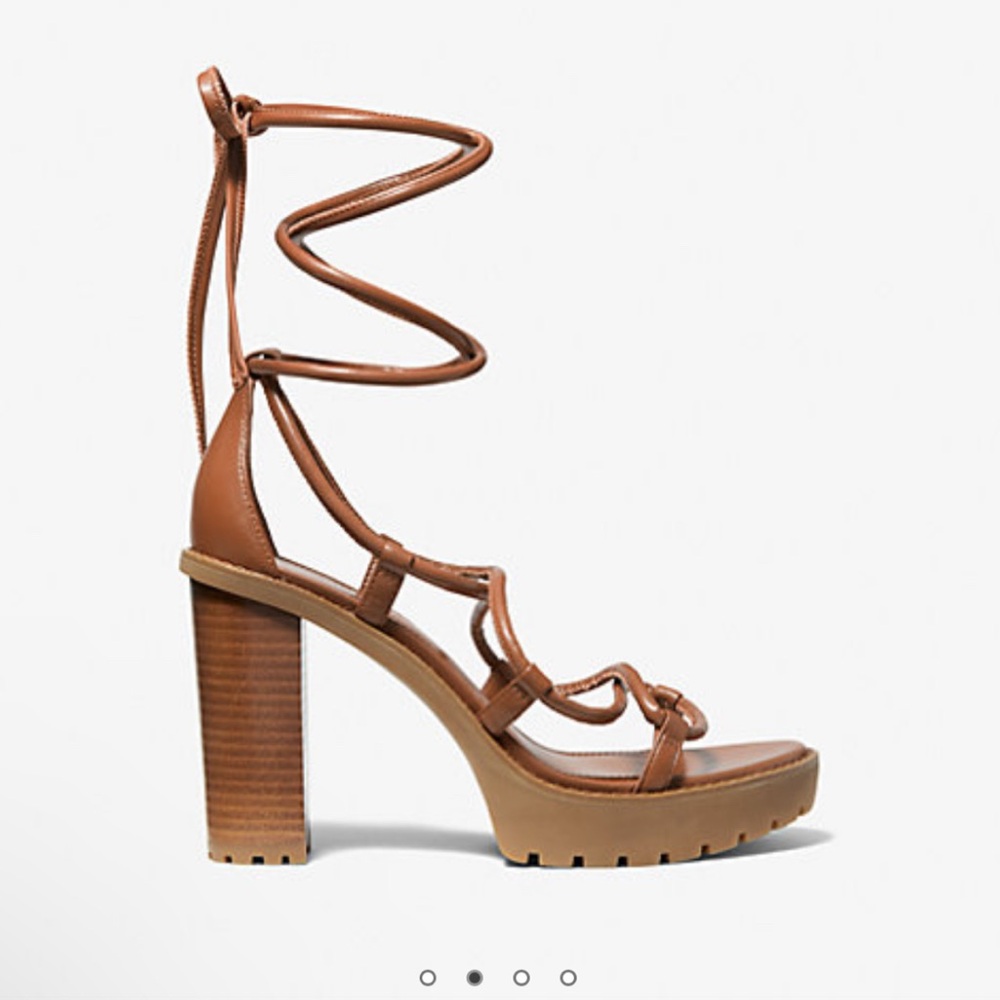 New! Michael Kors Vero Leather Platform Sandal Sz 7.5 $195 - Picture 3 of 6